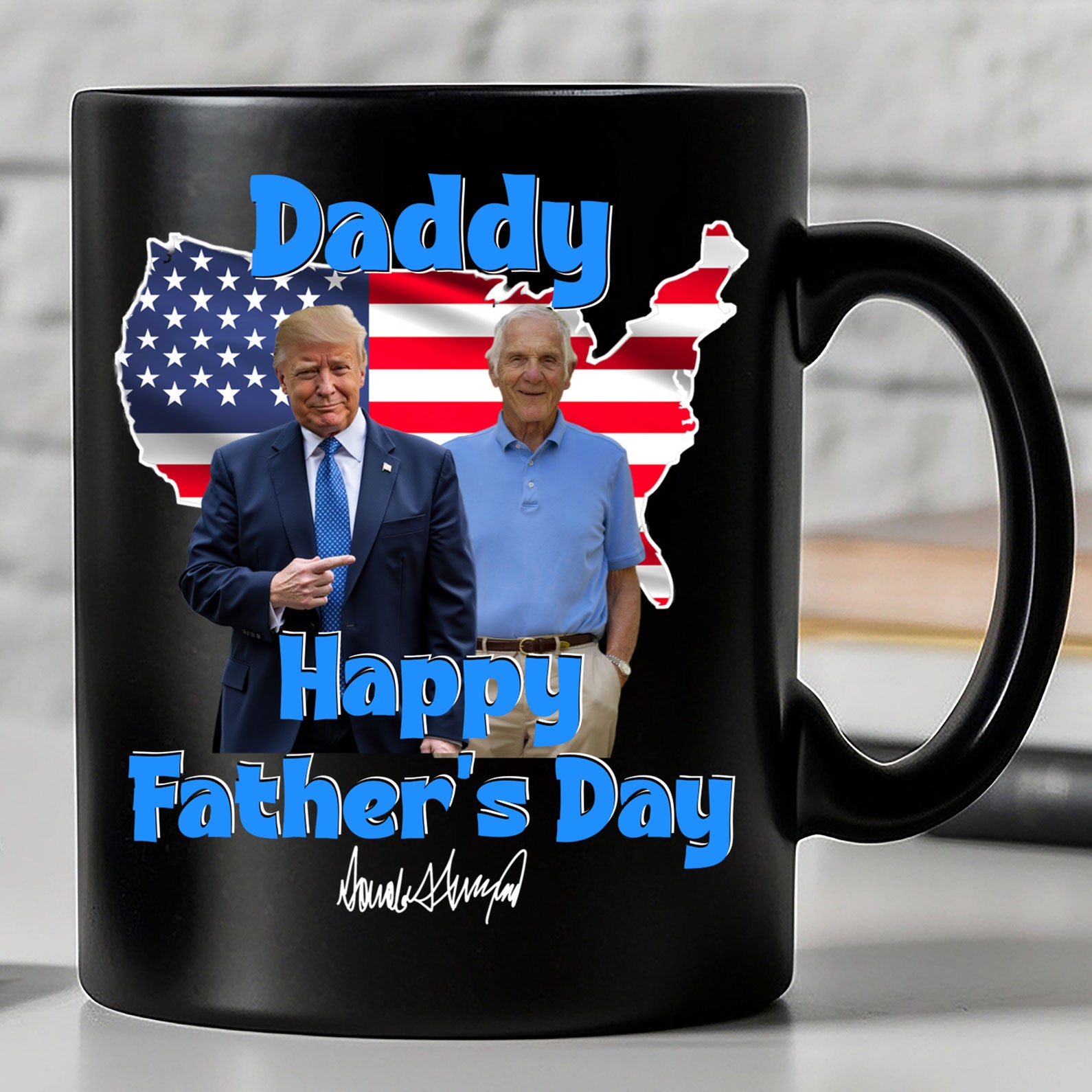 My Dad With Donald Trump Custom Photo Black Mug | Father's Day Mug | Father's Day Gift Ideas 682048 - GOP