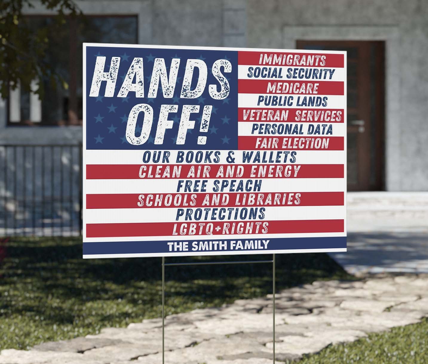 Personalized Hands Off Yard Sign – Custom 8647 Anti Trump, Anti MAGA Protest Sign for Democrats, Resist MAGA And Oligarchy 682208
