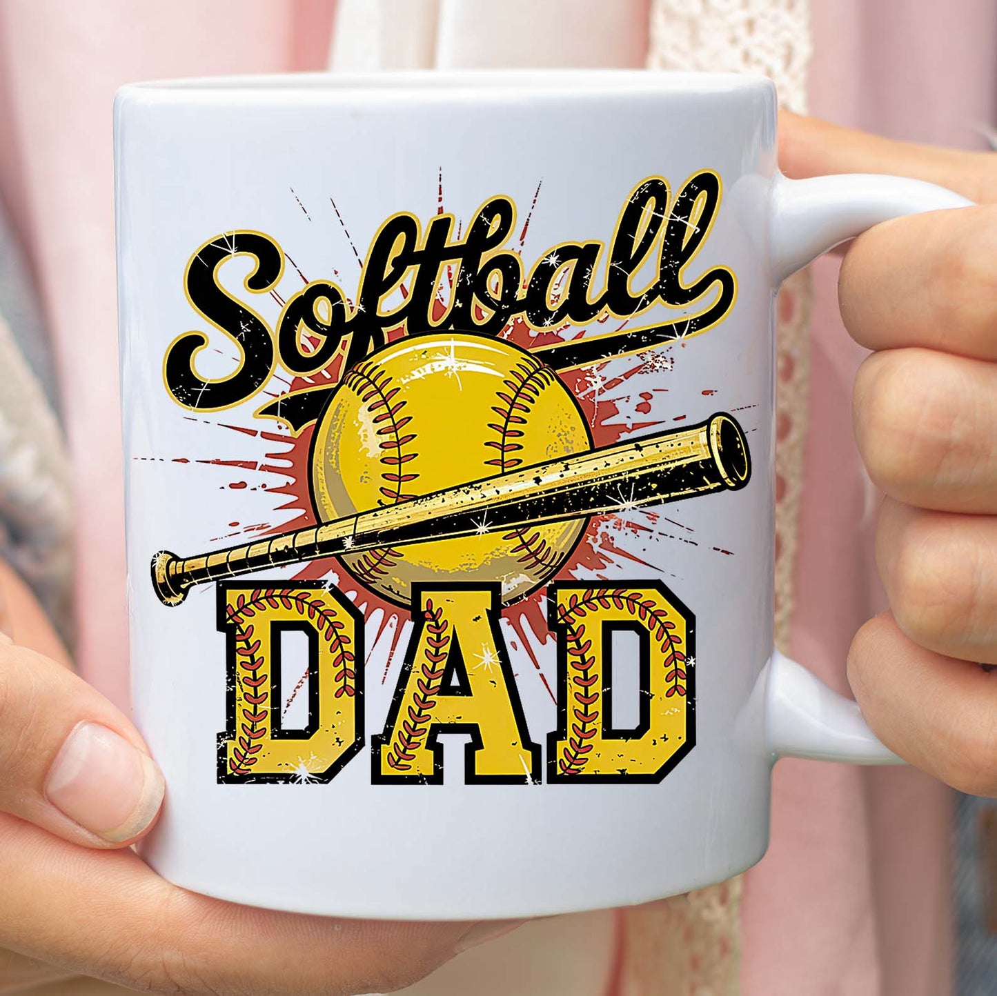 Softball Dad Mug | Game Day Coffee Cup for Sports Dad, Coach | Father’s Day Gift for Husband, Senior Night Mug 682252