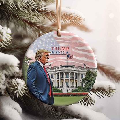 Custom Trump to White House 2025 Ornament | Ceramic Patriotic Christmas Decoration | MAGA Republican Gift for Fan Trump 683550 - GOP