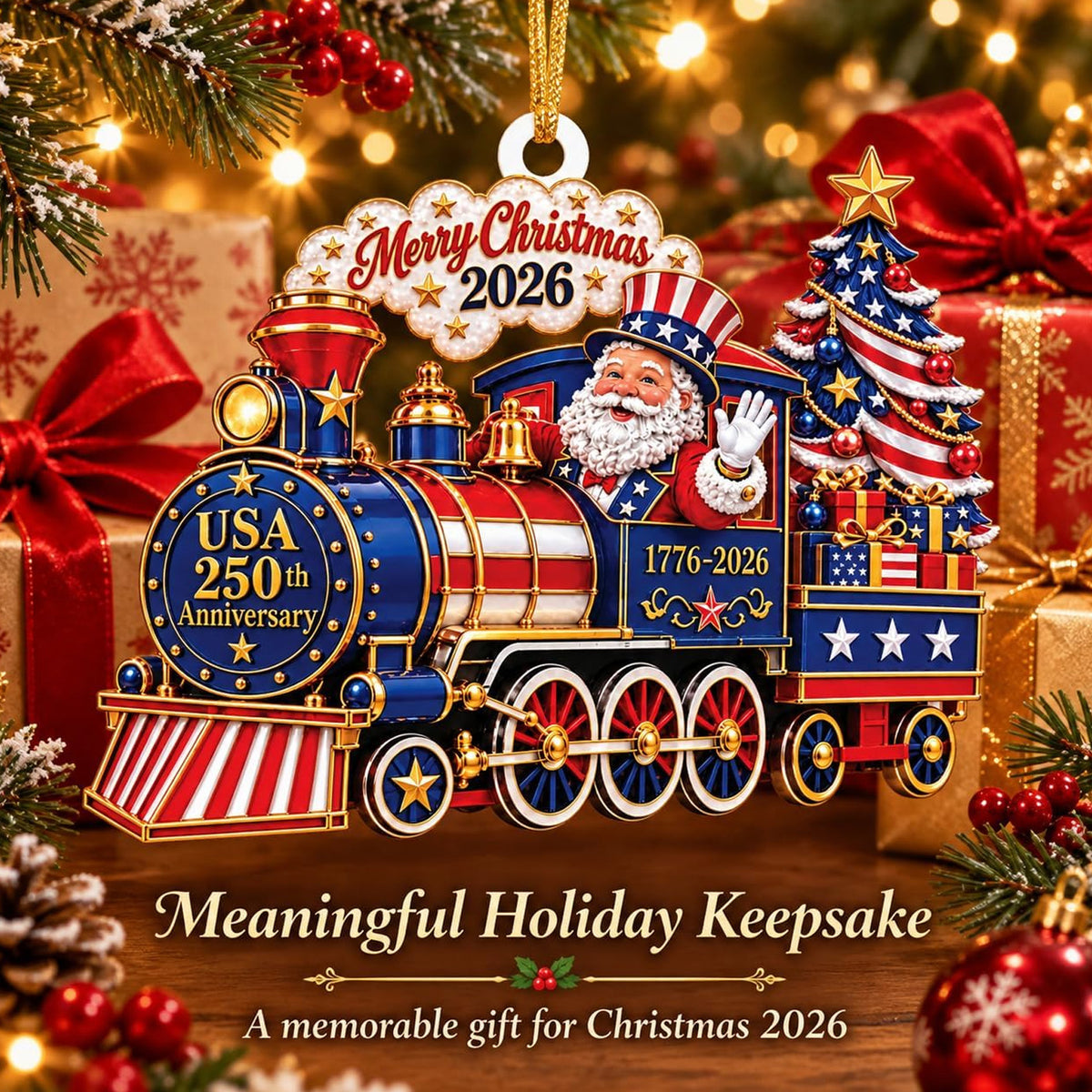 250 Years of Freedom Liberty Tree Christmas Acrylic Ornament 2026, 1776–2026 Semiquincentennial Patriotic Tree Hanging Keepsake, Historic USA Patriotic Gift 686727 WFD