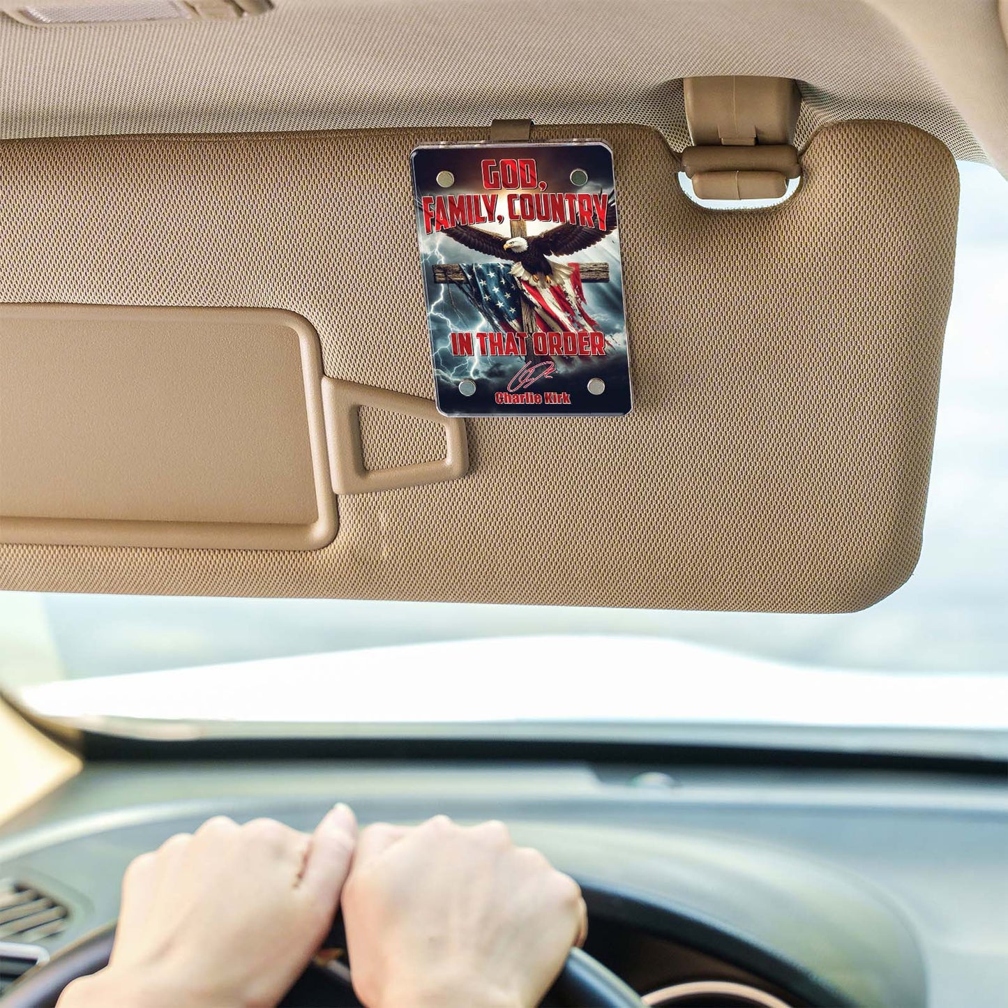 God Family Country In That Order Charlie Kirk Car Visor Clip, Freedom Christian Republican 683264