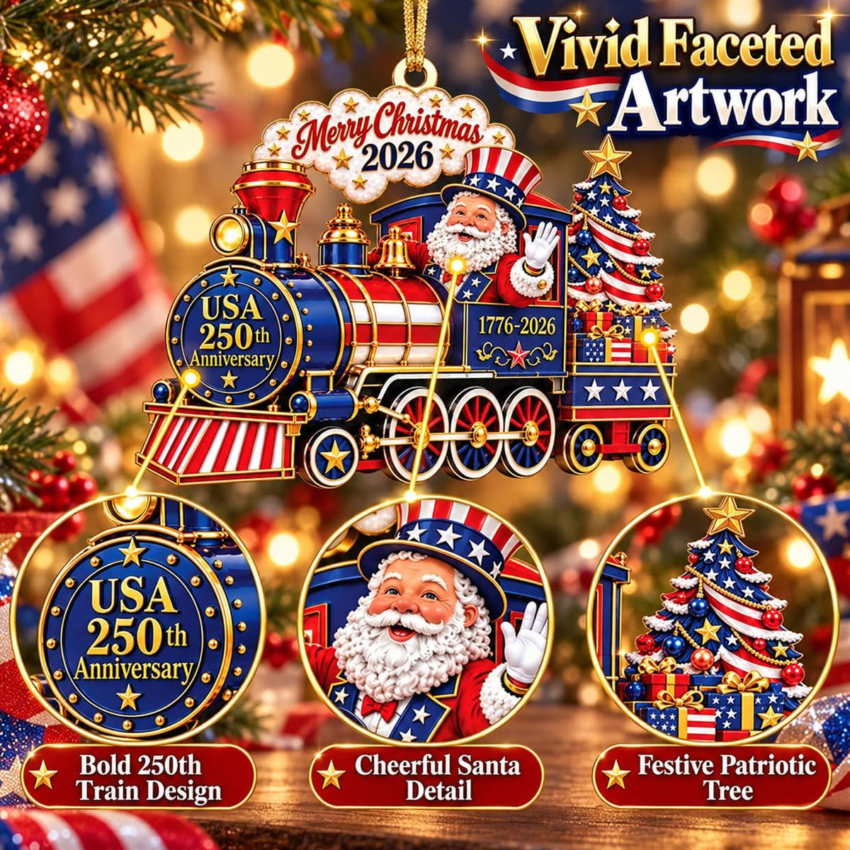250 Years of Freedom Liberty Tree Christmas Acrylic Ornament 2026, 1776–2026 Semiquincentennial Patriotic Tree Hanging Keepsake, Historic USA Patriotic Gift 686727 WFD