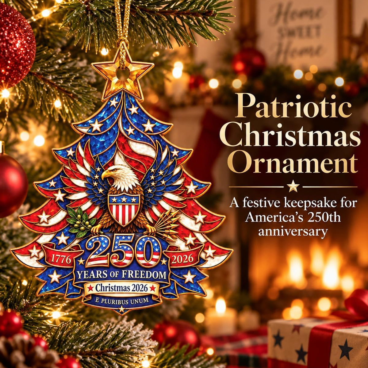 250 Years of Freedom Liberty Tree Christmas Acrylic Ornament 2026, 1776–2026 Semiquincentennial Patriotic Tree Hanging Keepsake, Historic USA Patriotic Gift 686727 WFD