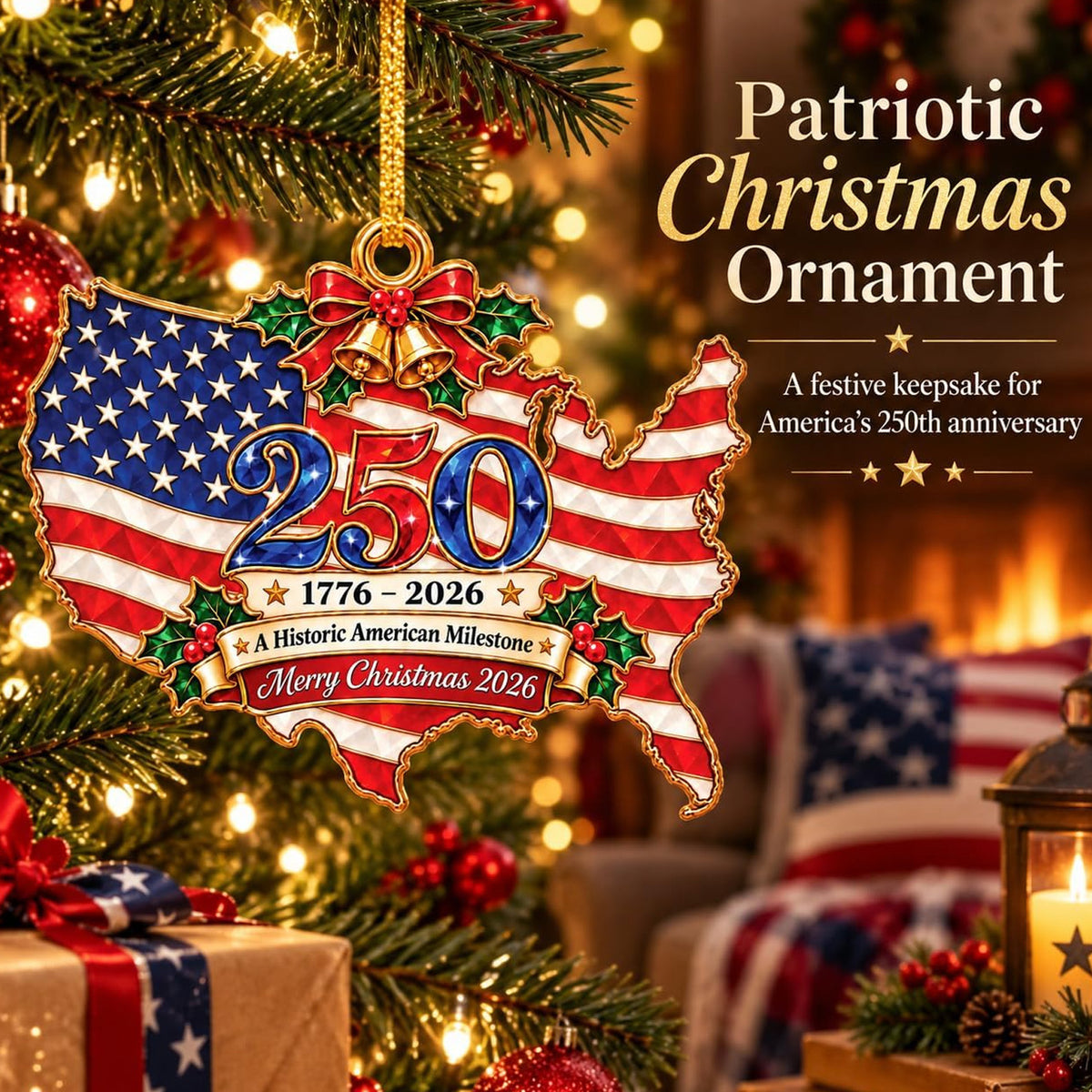 250 Years of Freedom Liberty Tree Christmas Acrylic Ornament 2026, 1776–2026 Semiquincentennial Patriotic Tree Hanging Keepsake, Historic USA Patriotic Gift 686727 WFD