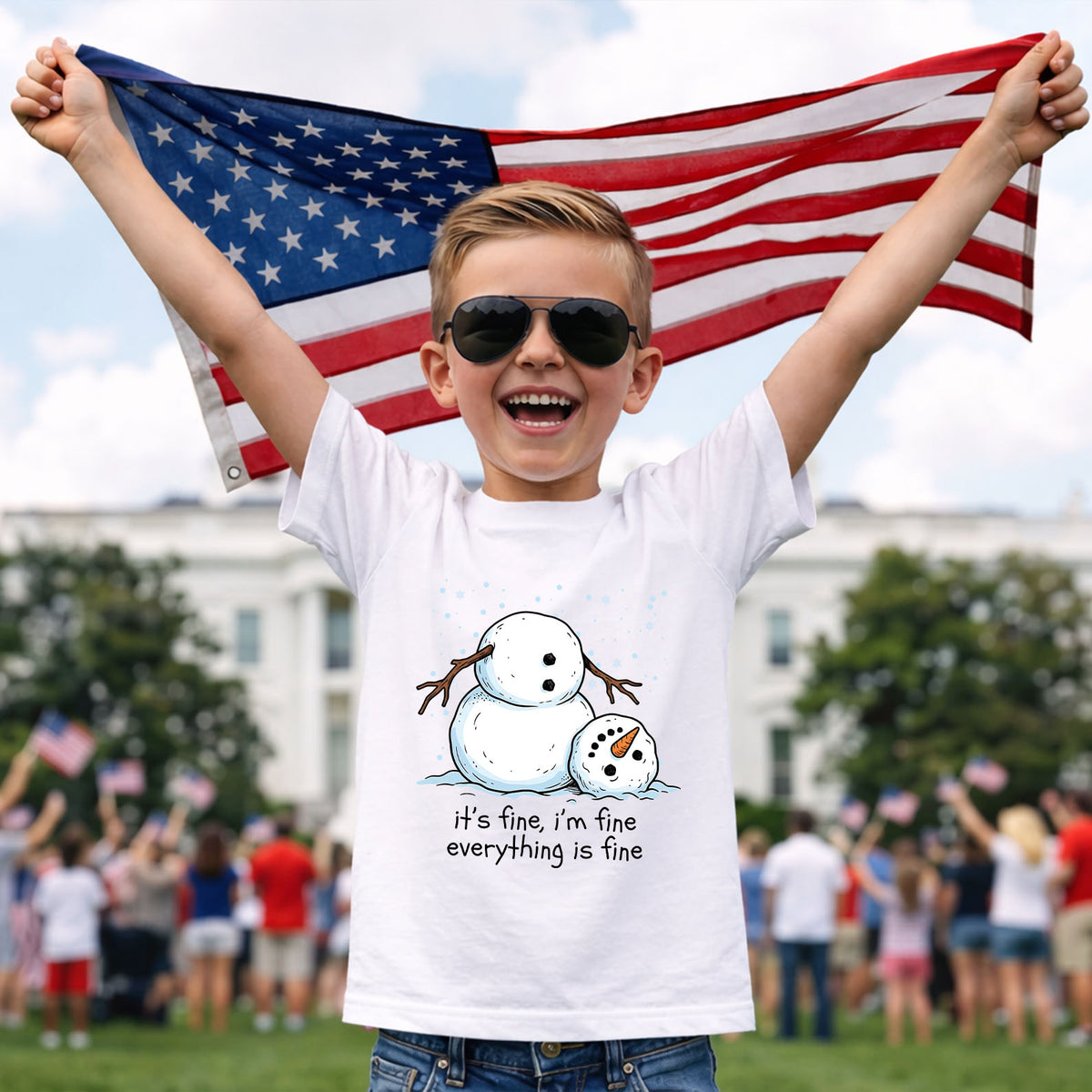 Funny Snowman Christmas Shirt, It's Fine Everything Is Fine Graphic Tee, Sarcastic Holiday T-Shirt 686632