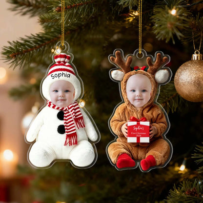 Custom Photo Baby Christmas Acrylic Ornament, Personalized Holiday Keepsake, Unique Xmas Gift for Baby Boy Girl 686723 WFD