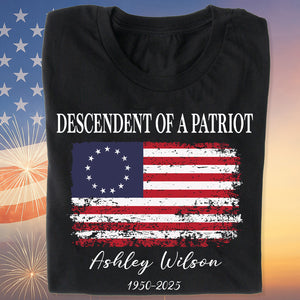 Personalized Descendent of A Patriot Dark Shirt | Happy 250th Birthday USA Shirt | Patriotic 4th Of July 1776 - 2026 T-Shirt | America 250th Anniversary | Independence Day Shirt 682742