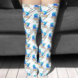 Trendy Six Seven Meme Socks | 6 7 Viral Meme Christmas Socks | Cozy Gen Z Winter Gift for Meme Lovers 683673