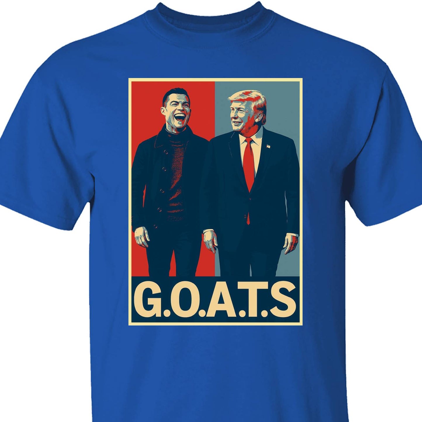 Trump and Ronaldo GOATS Dark Shirt | Funny MAGA CR7 Meme Tee | Political Trump Pop Art Shirt 683727 - GOP