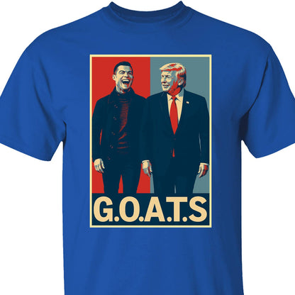 Trump and Ronaldo GOATS Dark Shirt | Funny MAGA CR7 Meme Tee | Political Trump Pop Art Shirt 683727 - GOP