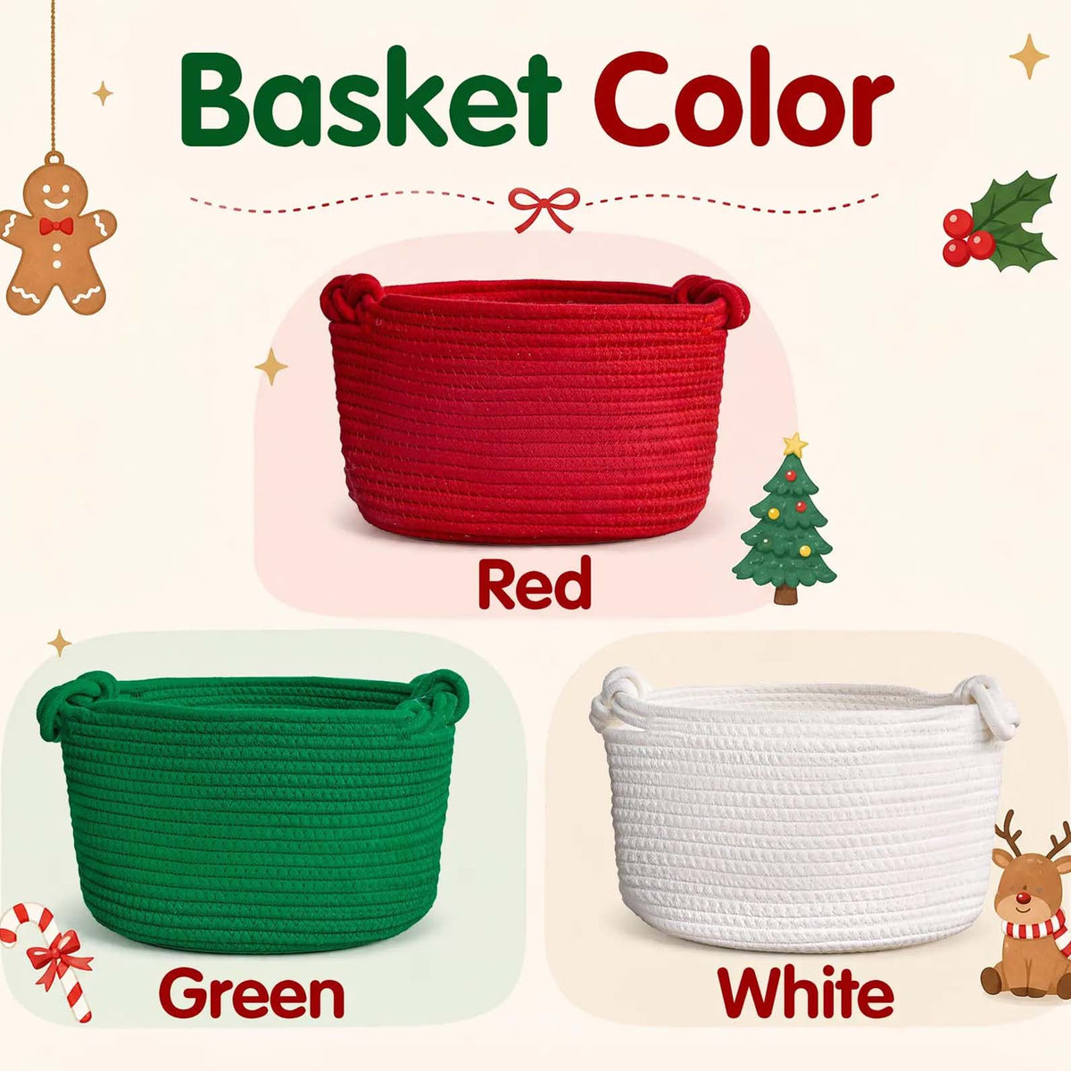 Personalized Christmas Handmade Basket with Name, Custom Embroidery Xmas Gift Basket 686717 WFD