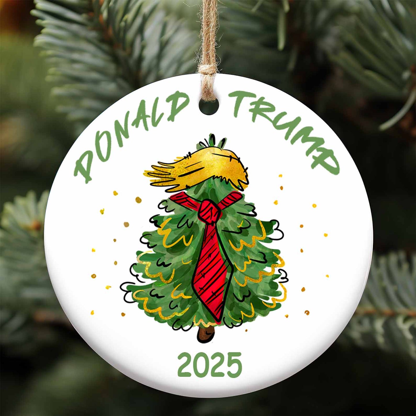 Custom Trump 2025 Christmas Ceramic Ornament | 47th President MAGA Ornament | Patriotic Republican Tree Decoration | Trump Supporter Gift 683525