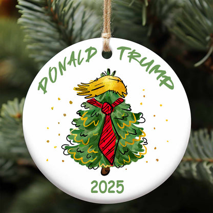 Custom Trump 2025 Christmas Ceramic Ornament | 47th President MAGA Ornament | Patriotic Republican Tree Decoration | Trump Supporter Gift 683525