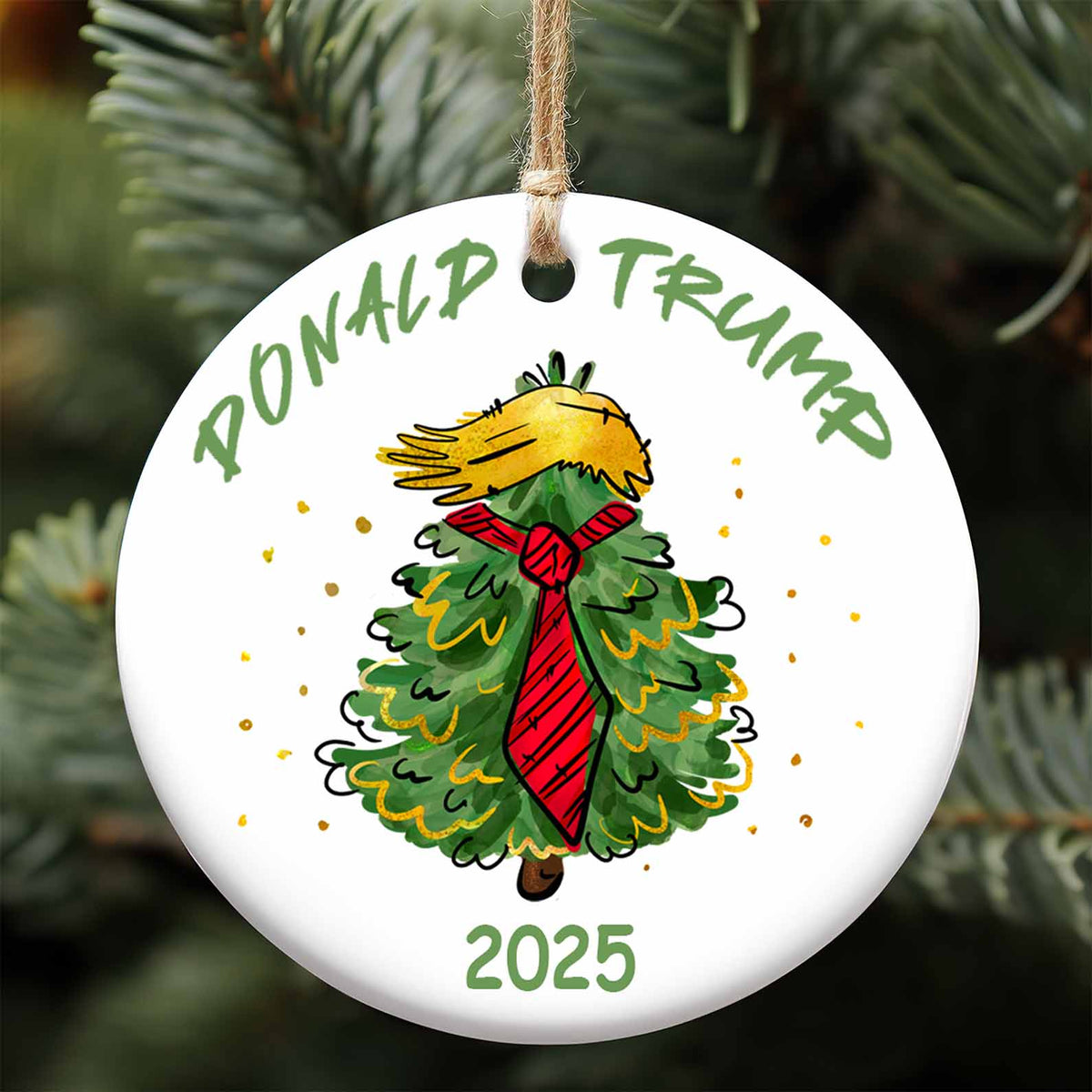 Custom Trump 2025 Christmas Ceramic Ornament | 47th President MAGA Ornament | Patriotic Republican Tree Decoration | Trump Supporter Gift 683525