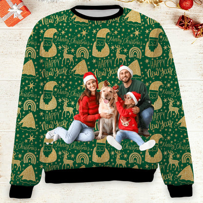 Custom Photo Christmas Family Sweatshirt, Personalized Photo Ugly Sweater, Christmas All-Over-Printed Sweatshirt 682672