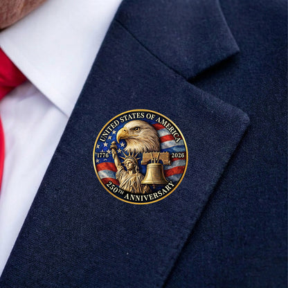 USA 250 Years Anniversary Lapel Pin 1776–2026 | Pack of 10 Patriotic Eagle Liberty Pin 684621