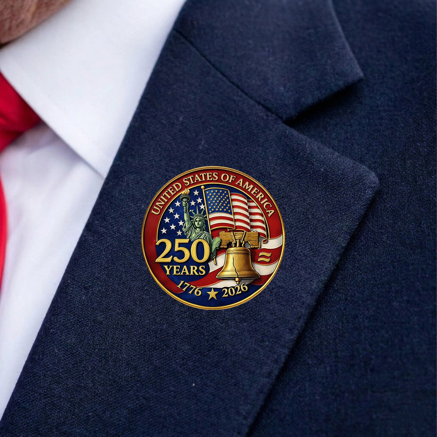 USA 250 Years 1776–2026 Anniversary Lapel Pin Pack of 10 | Patriotic Liberty US Flag Commemorative Pin 684622