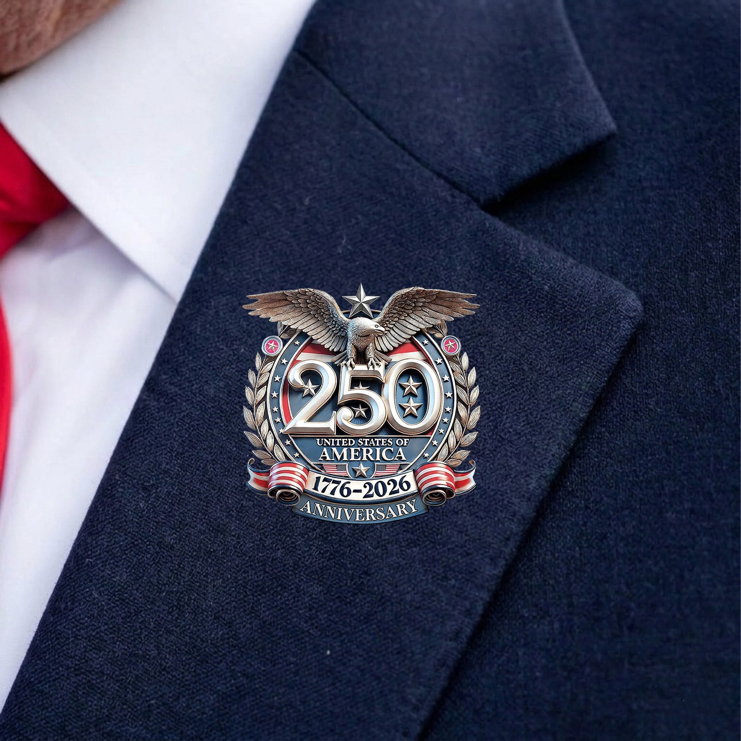 USA 250 Years Anniversary Lapel Pin, Pack of 10 Patriotic Freedom Eagle 1776–2026 Pin 684624