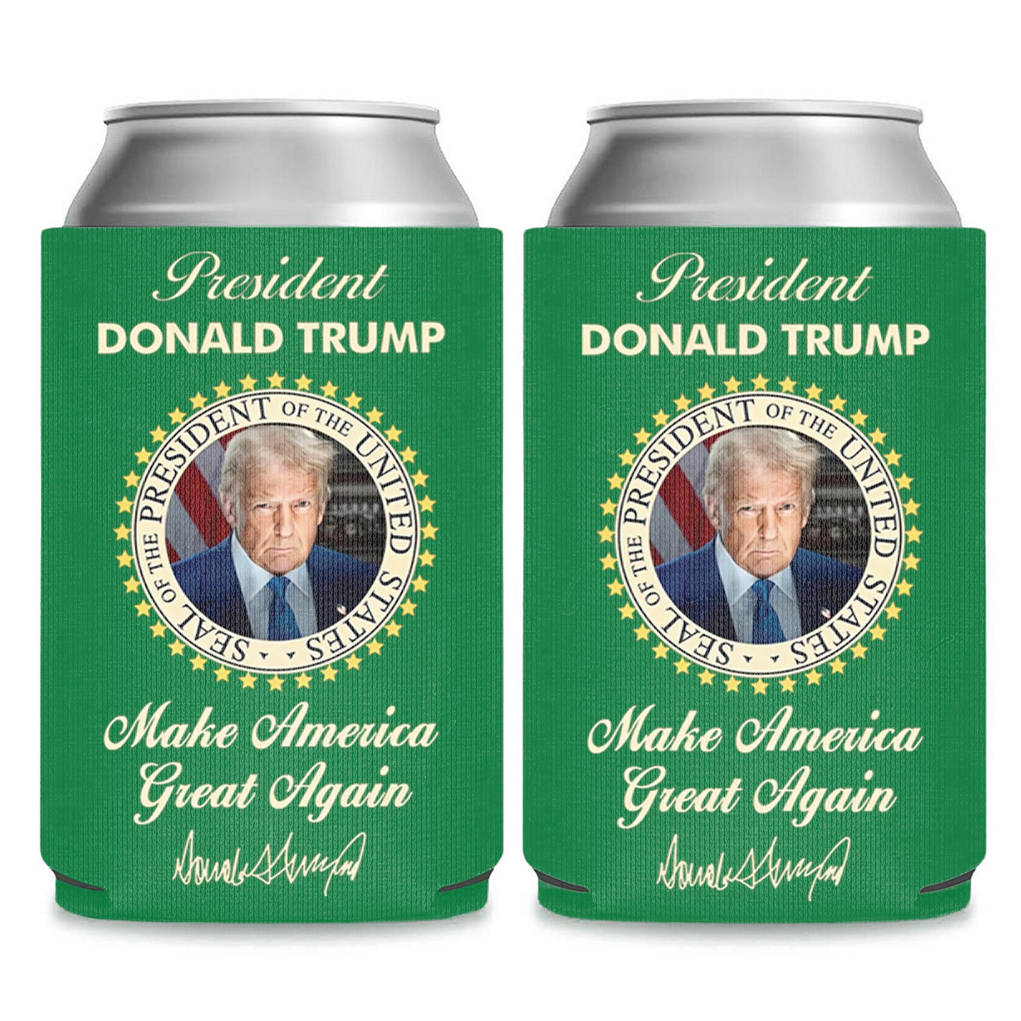 President Donald Trump Can Cooler | US Patriotic Pride Can Holder | MAGA Can Sleeve For Drinks 682407 - GOP