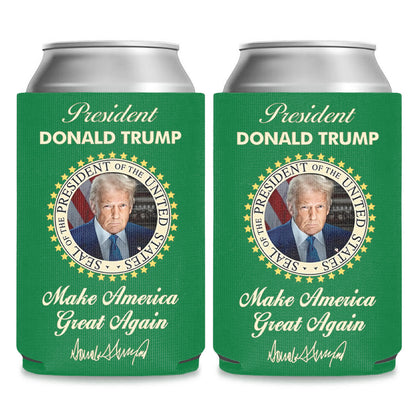 President Donald Trump Can Cooler | US Patriotic Pride Can Holder | MAGA Can Sleeve For Drinks 682407 - GOP