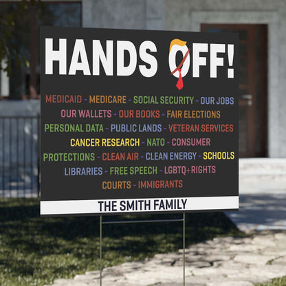 Personalized Hands Off Yard Sign – Progressive Political Yard Sign for Social Justice and Free Speech Advocacy, 8647 Anti Trump 682186
