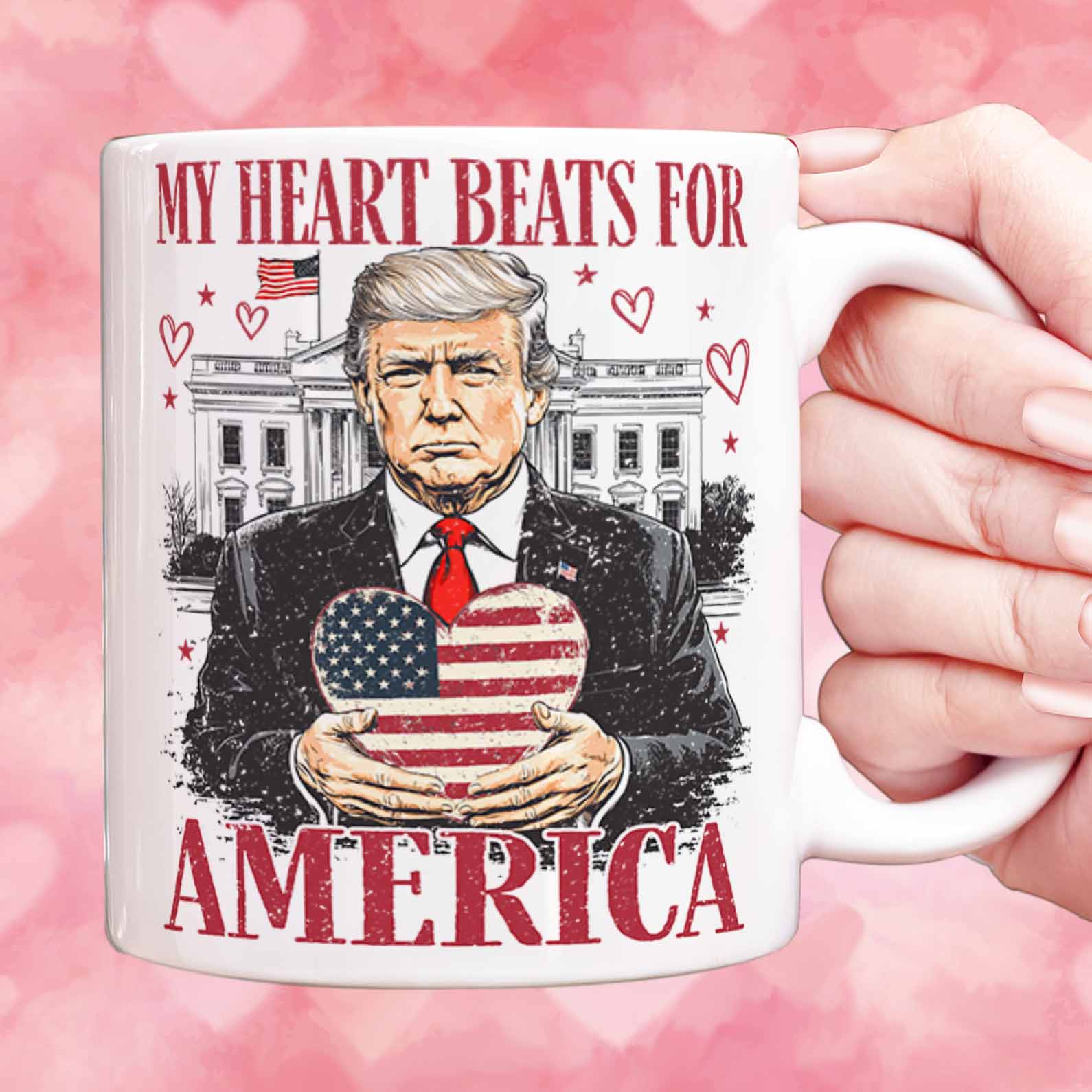 Trump My Heart Beats for America Mug, Valentine's Day Mug, Trump Lovers and Valentine Mug, Trump Lovers Gift, Donald Trump Valentine's Mug 681949 - GOP