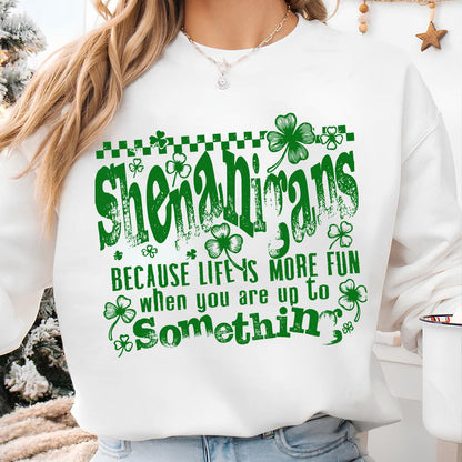 Shenanigans Shamrock St. Patrick’s Day Shirt, Funny Irish Clover Sweatshirt, Retro Shenanigans Tee 684201