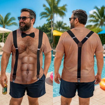 Funny Hairy Chest Suspenders AOP Shirt, Halloween Costume T-Shirt, Funny Men Gag Gift 685947