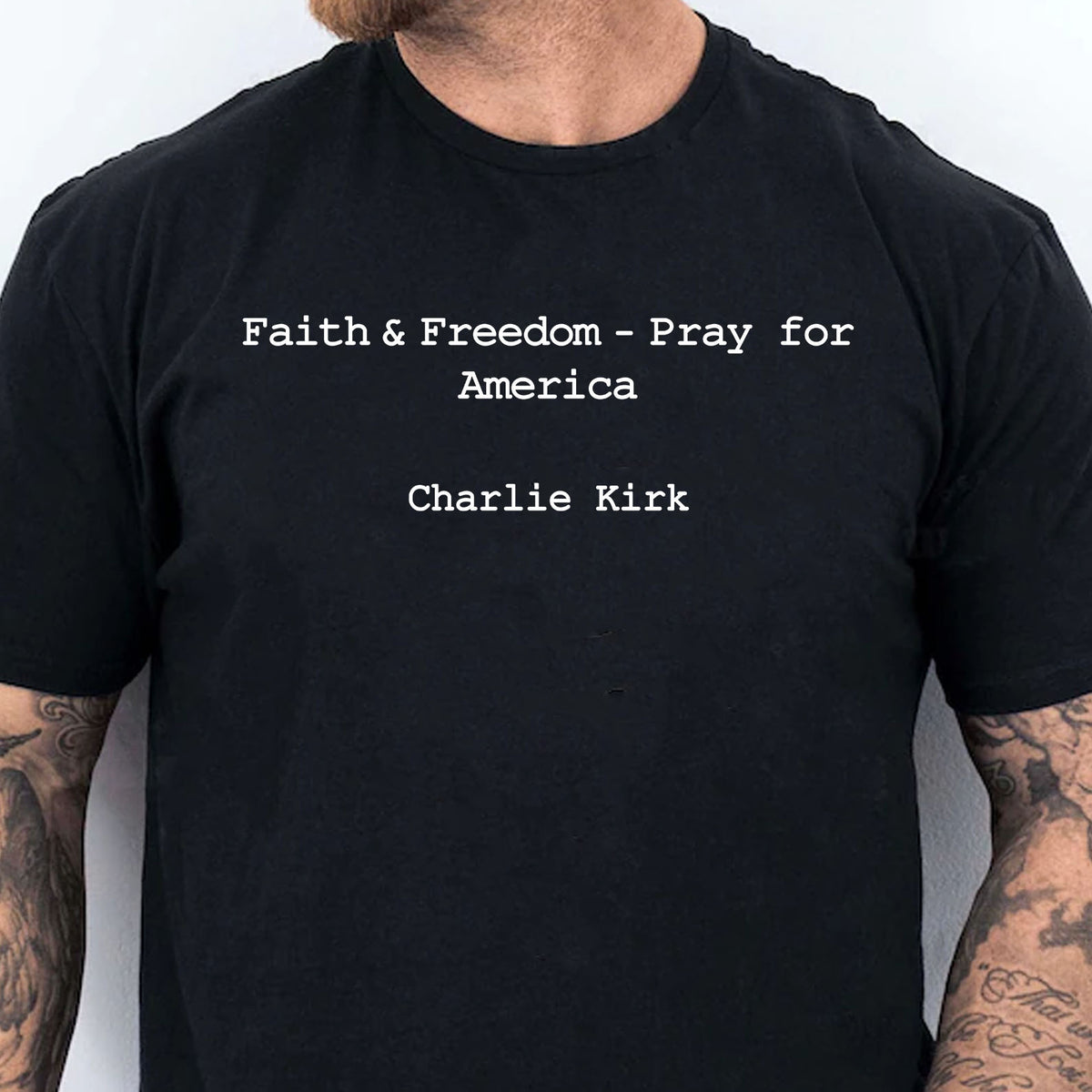 Charlie Kirk Dark Shirt | Faith & Freedom Pray for America Dark Shirt | Faith Based Unisex Tee | Human Rights Shirt 683024