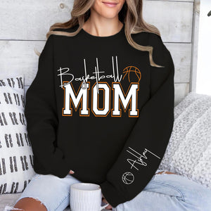 Personalized Basketball Mom Sweatshirt | Custom Name Mom Front & Left Sleeve Sweatshirt | Mother’s Day Gift 684320