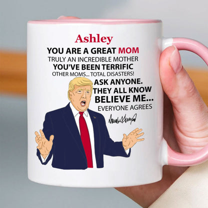 Personalized Title and Name You Are Great Mug, Personalize Custom Photo with Trump Mug, Father's Day Gifts, Father's Day White Mug Accent Mug 682057 - GOP