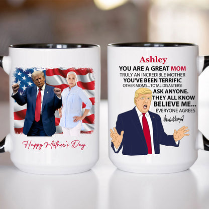 Personalized Title and Name You Are Great Mug, Personalize Custom Photo with Trump Mug, Mother's Day Gifts, Mother's Day White Mug Accent Mug 682057 - GOP