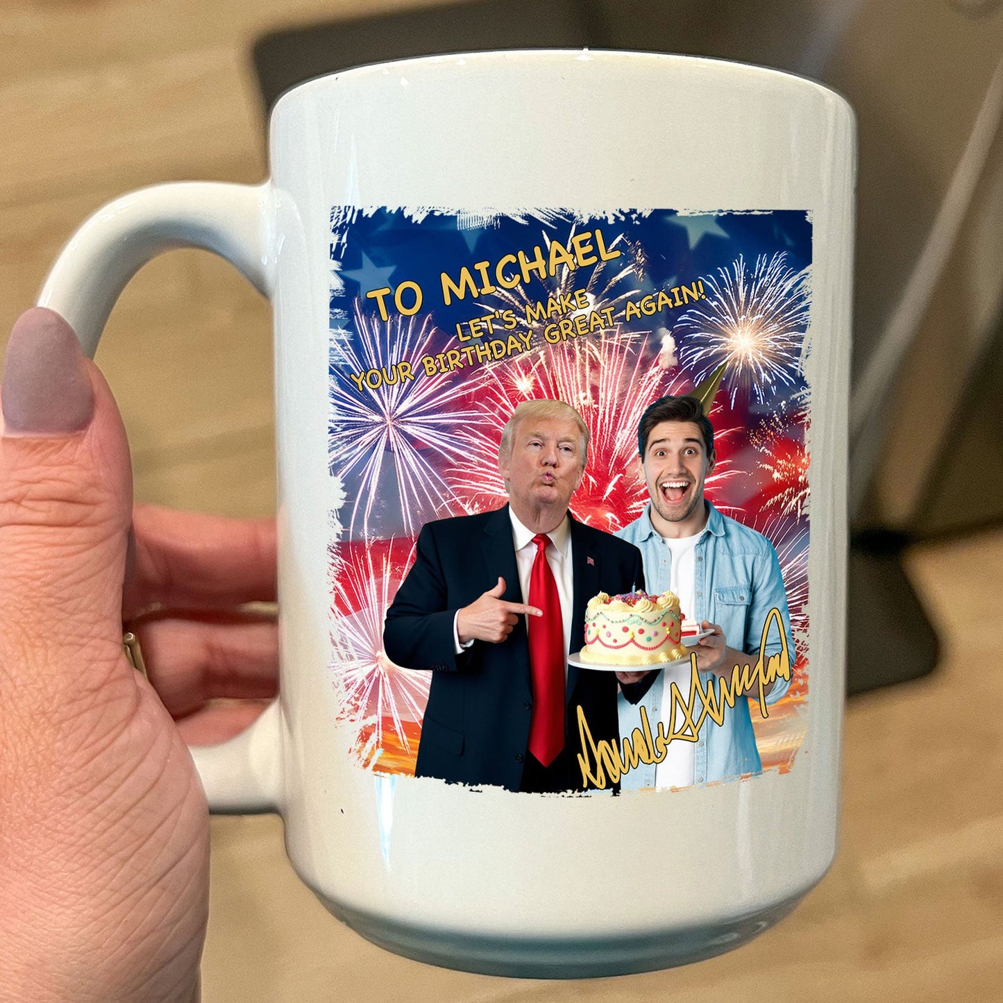 My Dad With Donald Trump Custom Photo Mug, Father's Day Mug, Father's Day Gifts, Gift For Dad, Trump 2025 Dad 682049 - GOP