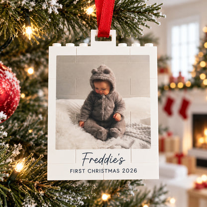 Custom Photo Baby First Christmas Building Block Ornament, Personalized Baby Christmas Keepsake 686298 WFD