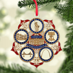 250 Years of American Icons Semiquincentennial Acrylic Ornament, Patriotic USA Christmas Decor 685759