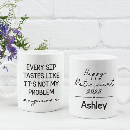 Personalized Retirement Coffee Mug, Custom Retirement Gift For Boss Coworker, Happy Retirement White Mug Accent Mug 683199