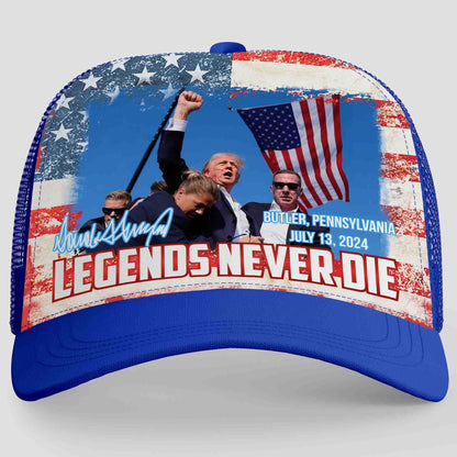 Legends Never Die | Trump Fight 2024 Cap | Trump Pennsylvania Rally | Trump Fight Trucker Cap Hat C1143 - GOP
