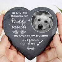 No Longer By My Side Forever In My Heart Stone, Personalized Photo Memorial Stone, Gifts For Loss of Loved One 681986