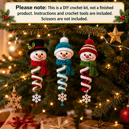 DIY Christmas Snowman Crochet Ornaments Kit, Wind Spinner Spiral Hanging Decor, Amigurumi Christmas Gift 686888 WFD