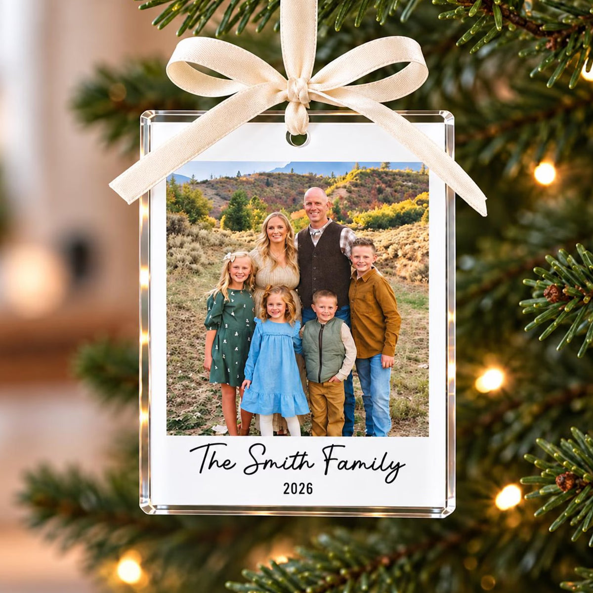Custom Photo Christmas Acrylic Ornament, Personalized Family Picture Christmas Ornament, Christmas Tree Decor Gift 686895 WFD