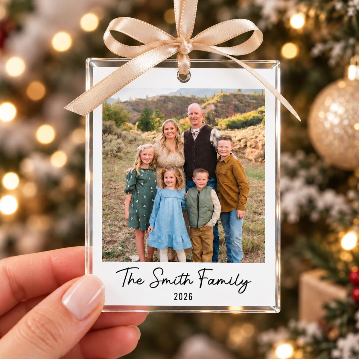 Custom Photo Christmas Acrylic Ornament, Personalized Family Picture Christmas Ornament, Christmas Tree Decor Gift 686895 WFD
