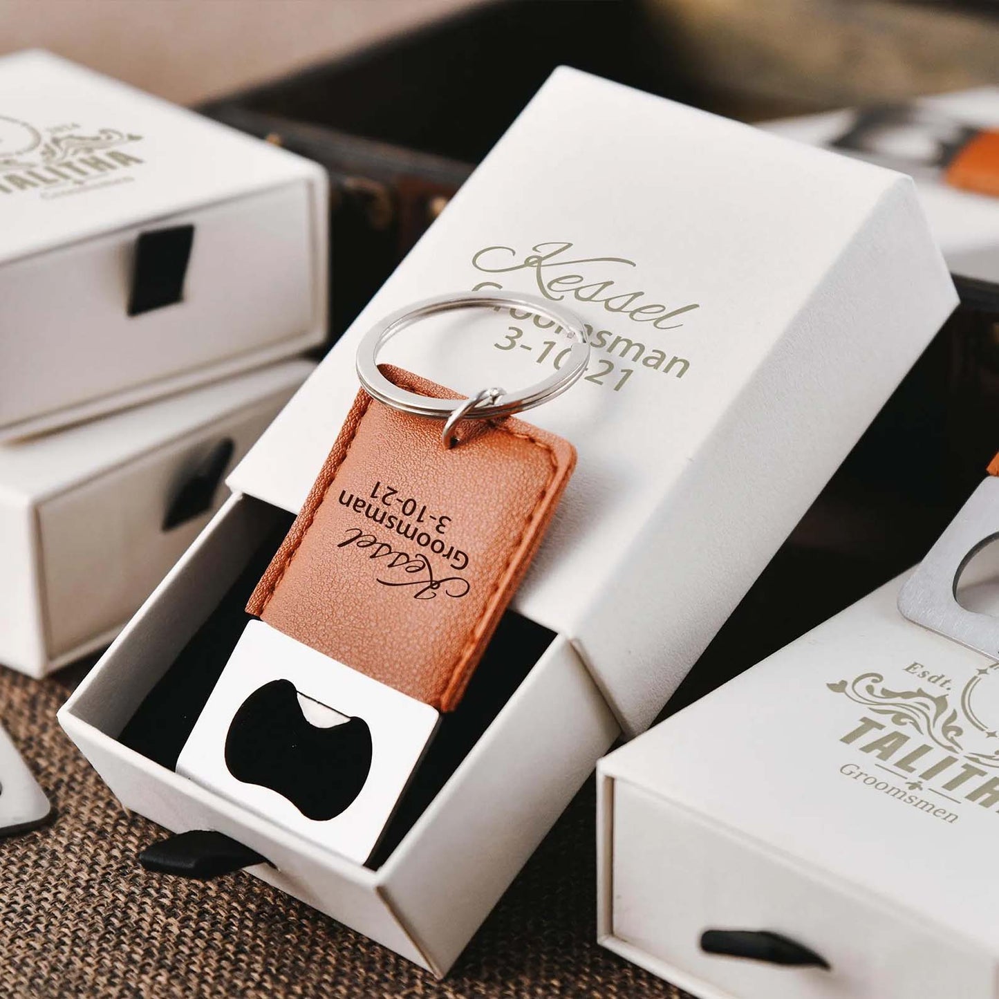 Personalized Bottle Opener Keychain | Custom Leather Keychain | Gift For Him | Groomsmen Gift 683793