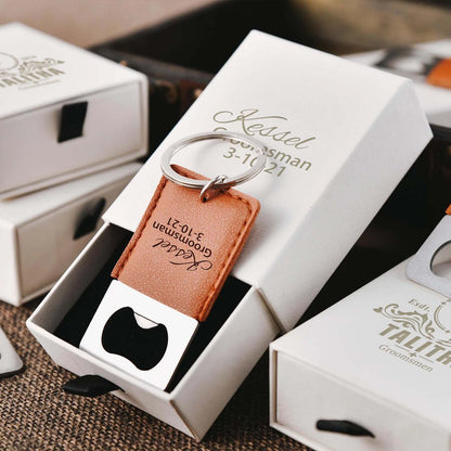 Personalized Bottle Opener Keychain | Custom Leather Keychain | Gift For Him | Groomsmen Gift 683793