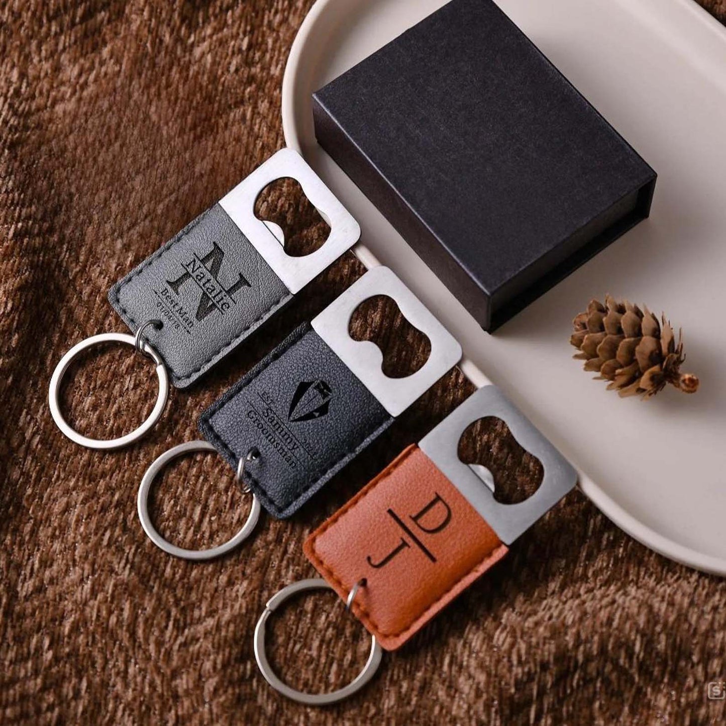 Personalized Bottle Opener Keychain | Custom Leather Keychain | Gift For Him | Groomsmen Gift 683793