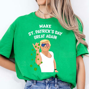 Make St Patricks Day Great Again Trump T-Shirt, Funny Trump St Patrick's Day Shirt, Trump Beer Drinking T-shirt, Irish Shirt 681894- GOP