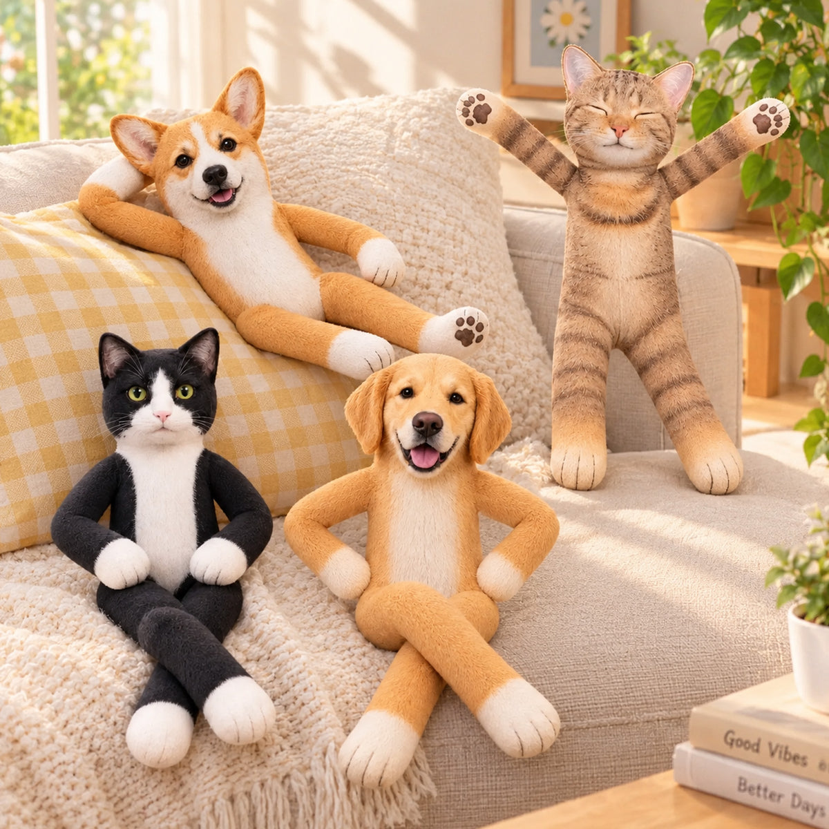 Custom Photo Funny Pet Plush Doll, Personalized Poseable Dog & Cat Stuffed Animal, Christmas Gifts for Pet Lovers 686733 WFD