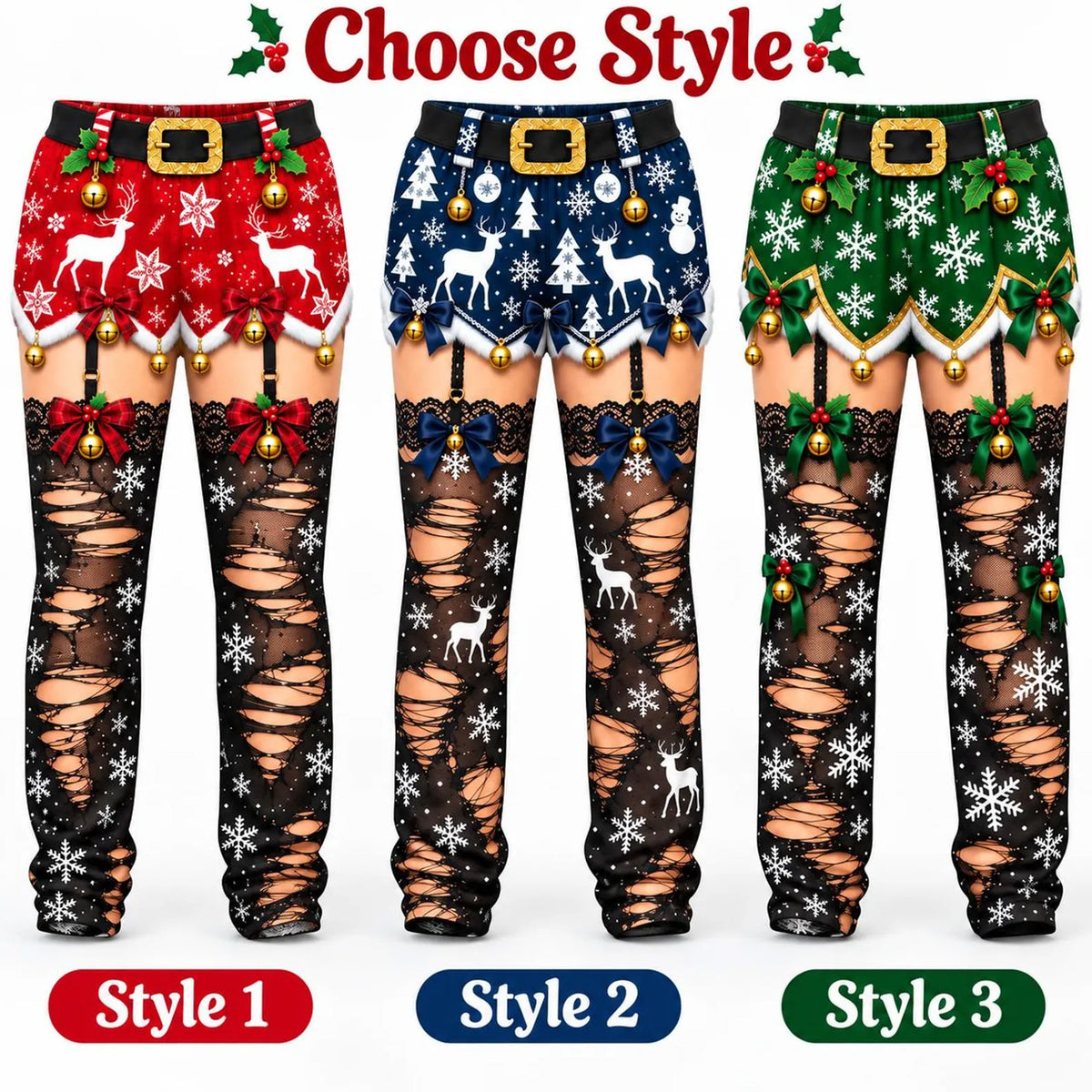 Funny Christmas Pajama Pants for Family, Reindeer Snowflake Printed Holiday Lounge Pants 686988 WFD