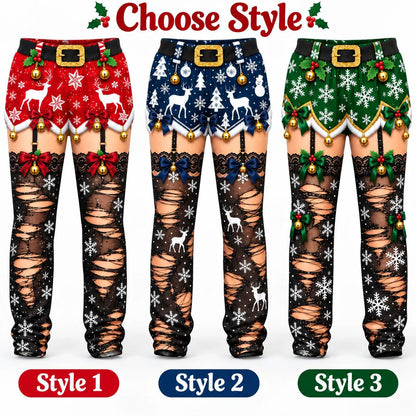 Funny Christmas Pajama Pants for Family, Reindeer Snowflake Printed Holiday Lounge Pants 686988 WFD