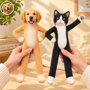 Custom Photo Funny Pet Plush Doll, Personalized Poseable Dog & Cat Stuffed Animal, Christmas Gifts for Pet Lovers 686733 WFD